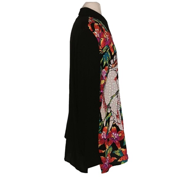 Diane Gilman Silk Sequin Cockatoo Tropical Birds Floral Blouse Size Large VTG - Picture 2 of 16